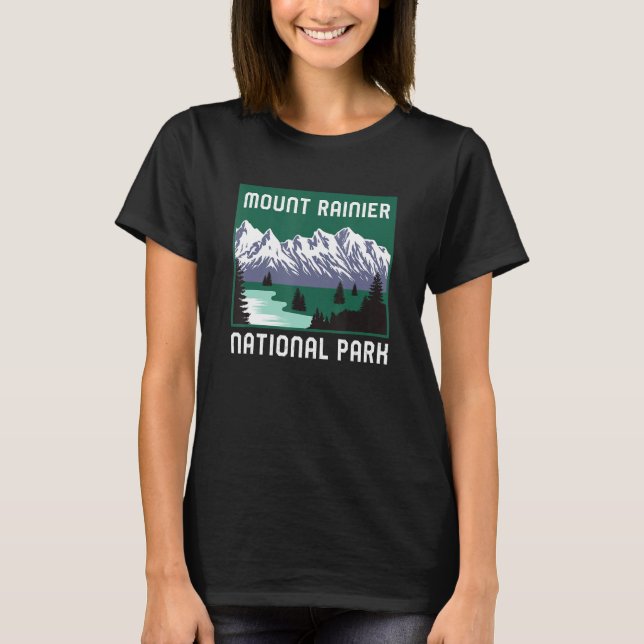 Mount Rainier National Park Washington Retro Graph T Shirt (Framsida)