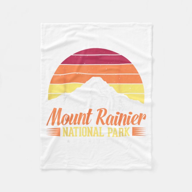 Mount Rainier National Park Washington Retro på sv Fleecefilt (Framsidan)