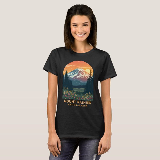 Mount Rainier National Park - Wildblomsunneln T Shirt (Hel framsida)