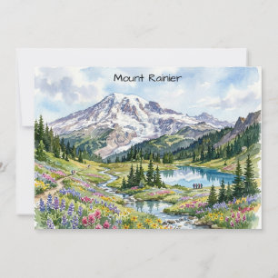 Mount Rainier Nationalpark Akvarellkonst Kort