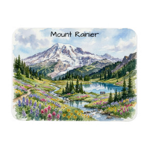 Mount Rainier Nationalpark Akvarellkonst Magnet