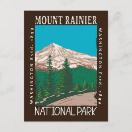 Mount Rainier Nationalpark Förfallen Vintage-Desig Vykort