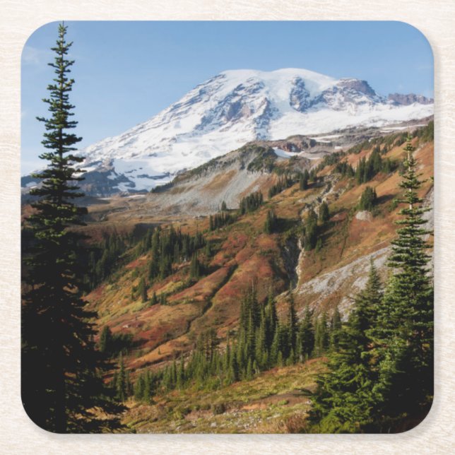Mount Rainier Nationalpark, höst Underlägg Papper Kvadrat (Framsidan)