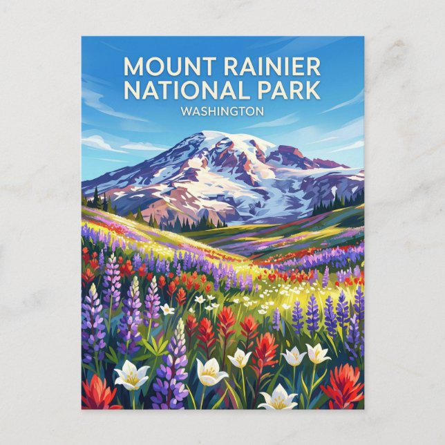 Mount Rainier nationalpark Washington Vykort (Framsida)