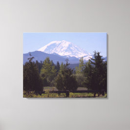 Mount Rainier och Gräs Träd 3-Panel Canvas