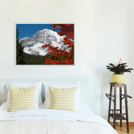 Mount Rainier och Höst löv Fototryck