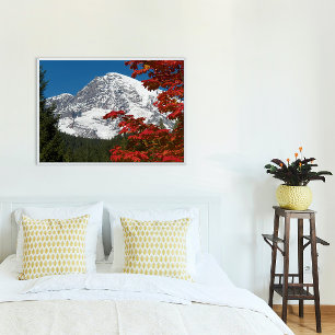 Mount Rainier och Höst löv Fototryck