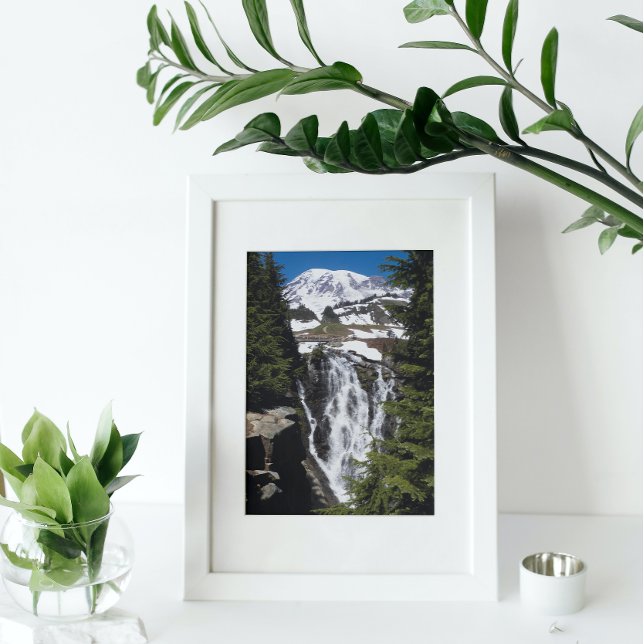 Mount Rainier och Myrtle Falls Fototryck (In Situ Framed)
