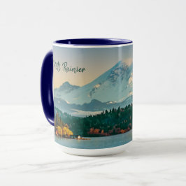 Mount Rainier och Sjö Washington Sunset Fine Art Mugg