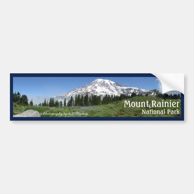 Mount Rainier panorama med text Bildekal (Framsidan)