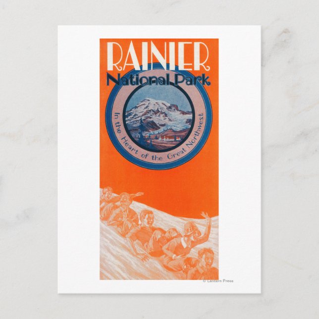 Mount Rainier Poster - Sleding Vykort (Framsida)