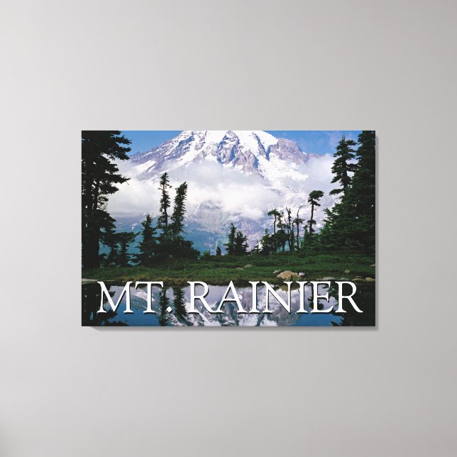 Mount Rainier | Reflektion i en bergsdamm Canvastryck (Framsida)