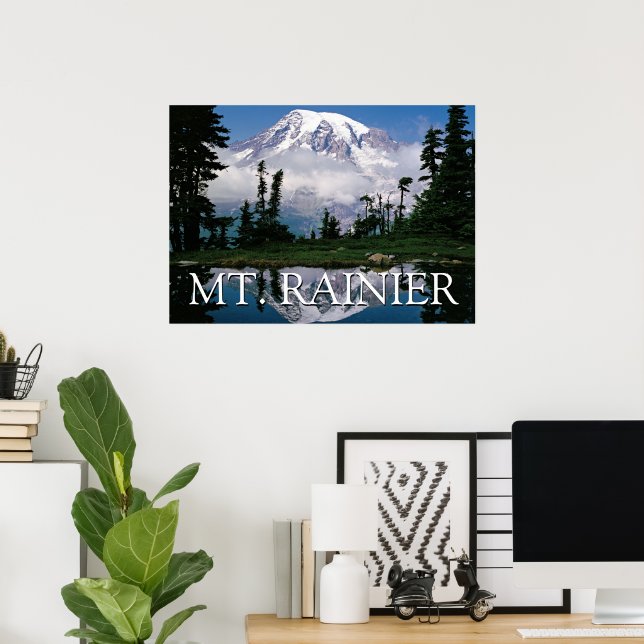 Mount Rainier | Reflexion i en bergsdamm Poster (Hemmakontoret)