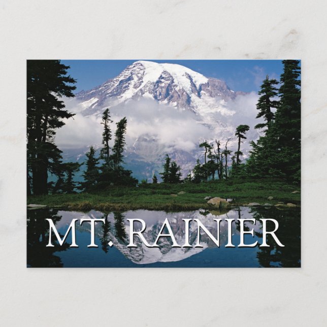 Mount Rainier | Reflexion i en bergsdamm Vykort (Framsida)
