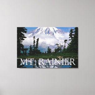 Mount Rainier Reflexion i en fjälldamm Canvastryck