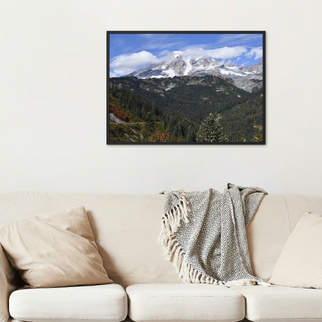 Mount Rainier Scenic Valley Landscape Fototryck (In Situ (Framed))