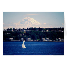 Mount Rainier, segelbåtar på Puget Sound-kort Hälsningskort