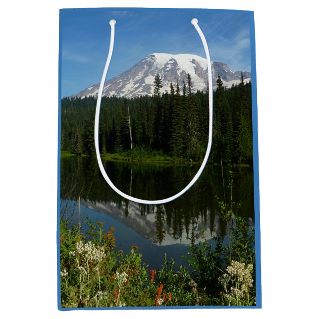 Mount Rainier sjöspegling med vilda blommor (Framsidan)