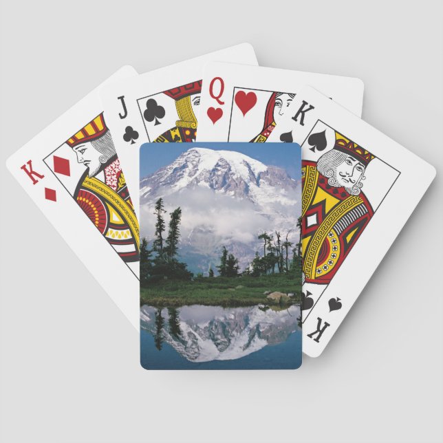 Mount Rainier speglad i en fjälltjärn Spel Kort (Baksidan)