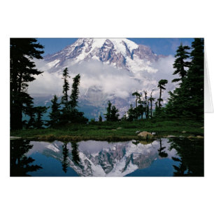 Mount Rainier speglas i en fjällsjö Hälsningskort