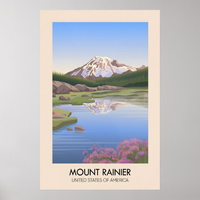 Mount Rainier USA Resemålningaffisch Poster (Framsidan)