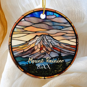 Mount Rainier Vacation Souvenir Julgransprydnad Keramik