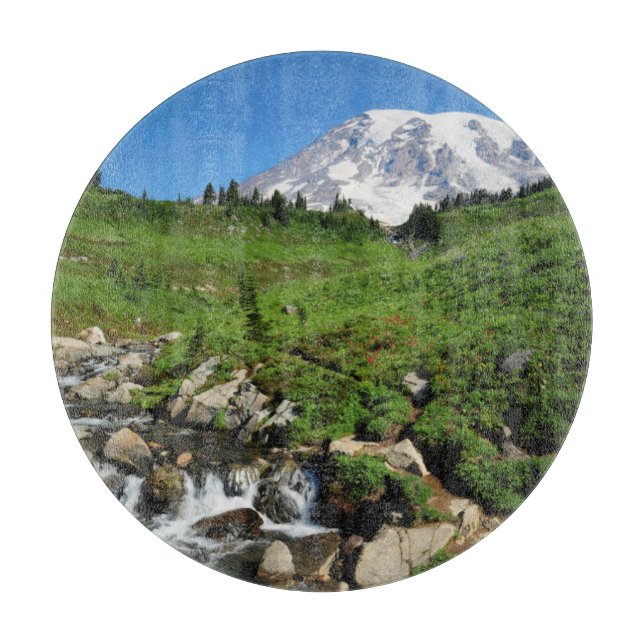 Mount Rainier, vattenfall, snötäckt (Framsidan)