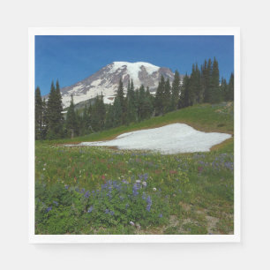 Mount Rainier, vilda blommor och snö Pappersservett