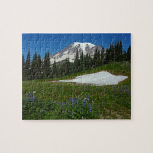Mount Rainier, vilda blommor och snö Pussel