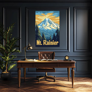 Mount Rainier Vintage resor Poster