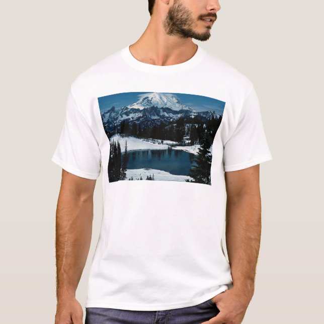 Mount Rainier vinter för stat Washington, USA Tee Shirt (Framsida)