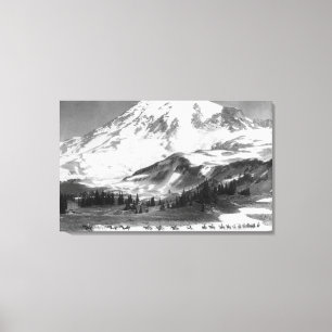 Mount Rainier WA-korsning Mazama Ridge på häst Canvastryck