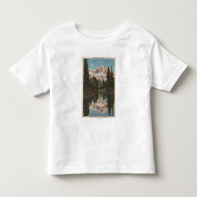 Mount Rainier WA - spegel sjö med Mt. Reflectio T Shirt (Framsida)