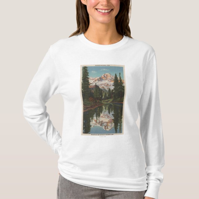 Mount Rainier WA - spegel sjö med Mt.-reflexion Tee Shirt (Framsida)