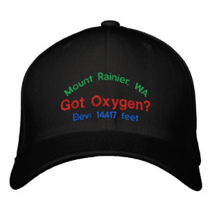 Mount Rainier Washington Elevation Cap Broderad Keps