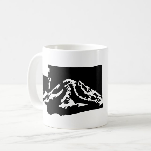 Mount Rainier Washington Mugg - svart version (Framsida vänster)