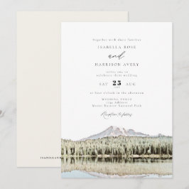 MOUNT RAINIER Watercolor Mountain Bröllop Inbjudningar