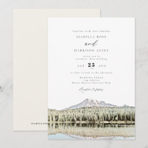 MOUNT RAINIER Watercolor Mountain Bröllop Inbjudningar