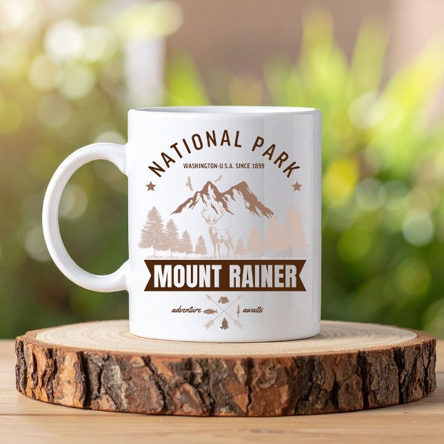 Mount Rainier Wilderness Deer Graphic  Kaffemugg (Skapare uppladdad)