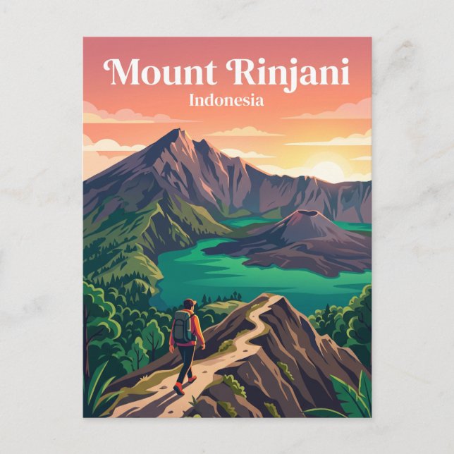 Mount Rinjani Indonesien Vykort (Framsida)