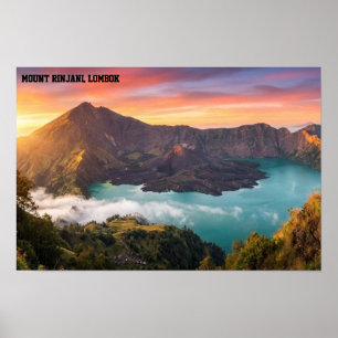 Mount Rinjani Vulkan Krater Soluppgång Väggkonst