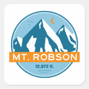 Mount Robson Stars Måne Fyrkantigt Klistermärke