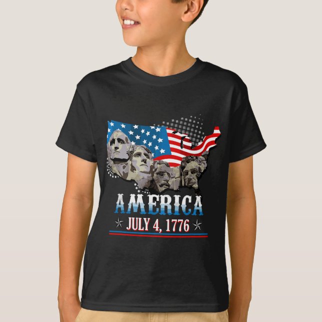 Mount Rushmore America Fjärde juli nationaldagen T Shirt (Framsida)