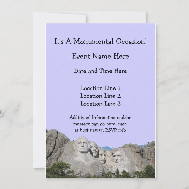 Mount Rushmore anpassningsbarinbjudningar Inbjudningar (Framsida)