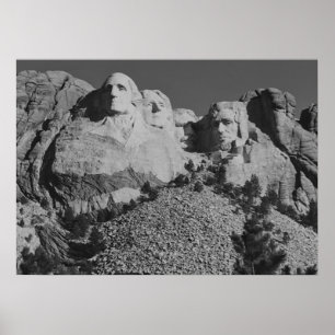 Mount Rushmore Black and White Poster