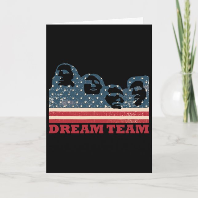 Mount Rushmore Dröm Team Patriotisk Usa Flagga Ame Kort (Framsida)