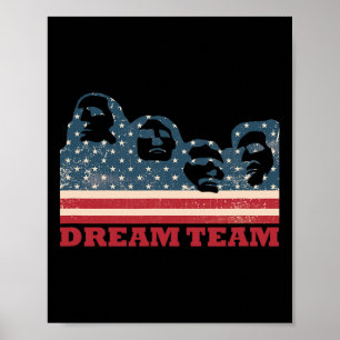 Mount Rushmore Dröm Team Patriotisk Usa Flagga Ame Poster