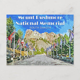 Mount Rushmore Flaggor Row Vykort