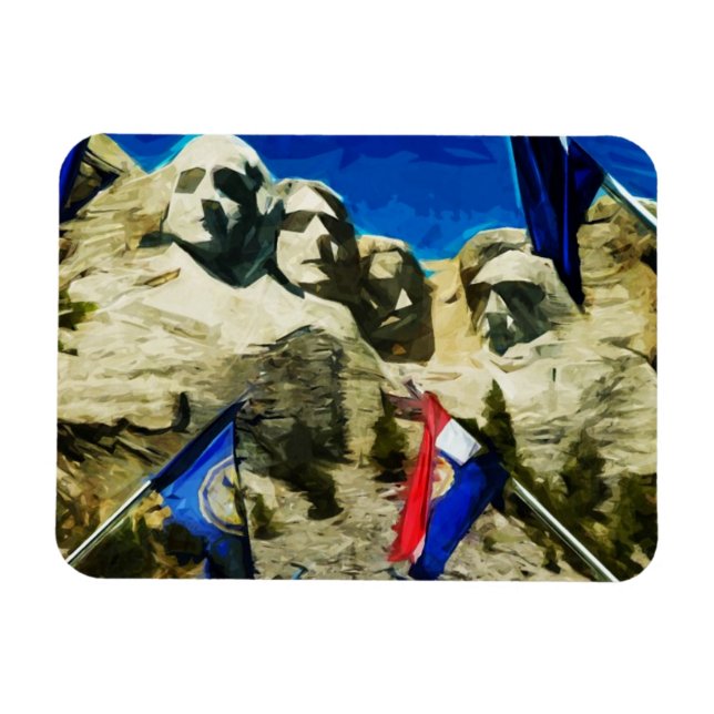 Mount Rushmore från Abstrakten i Stater Magnet (Horisontell)