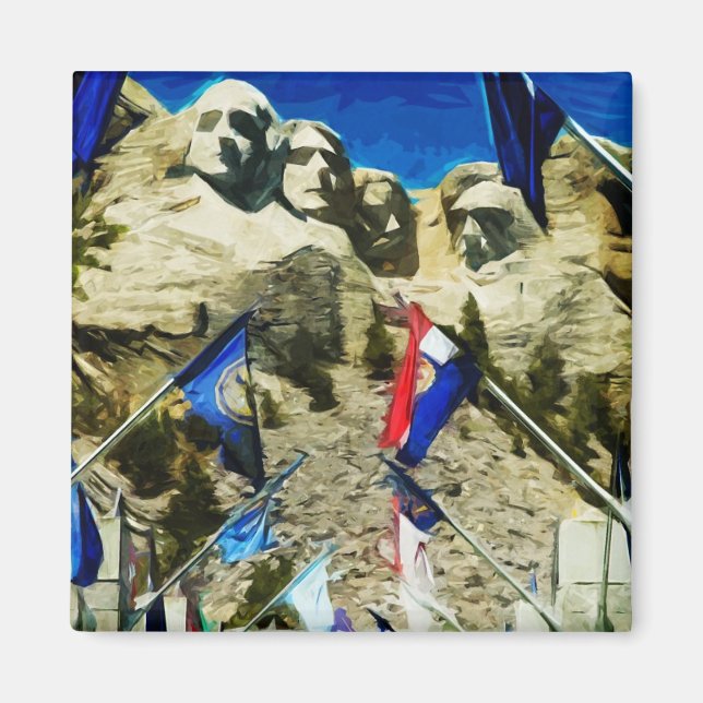 Mount Rushmore från Abstrakten i Stater Magnet (Framsidan)
